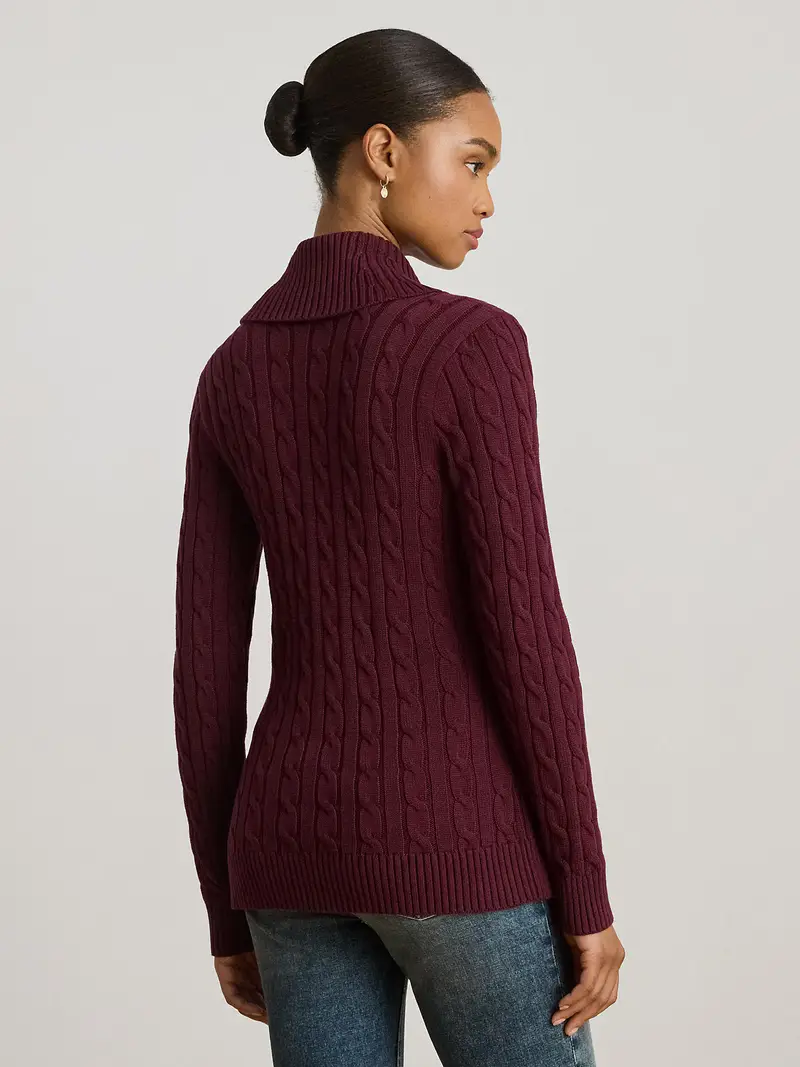 Lauren Ralph Lauren Maglia bordeaux con colletto a fasce miniatura 3