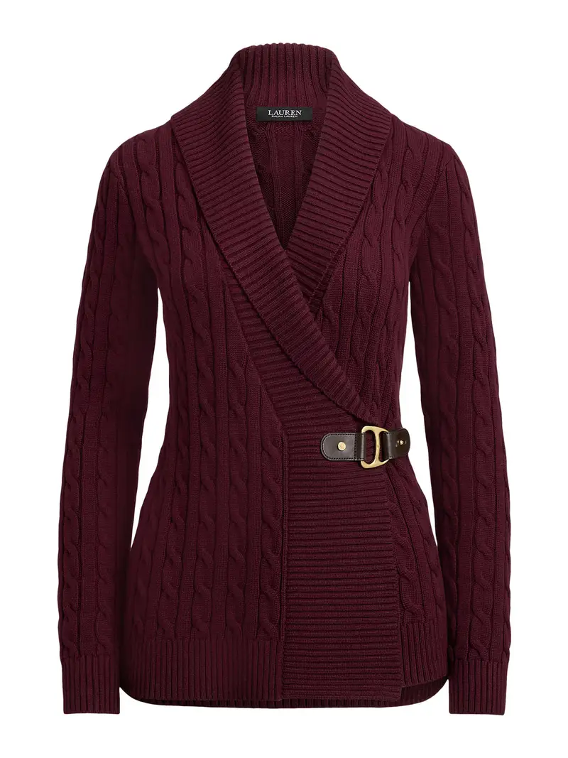 Lauren Ralph Lauren Maglia bordeaux con colletto a fasce