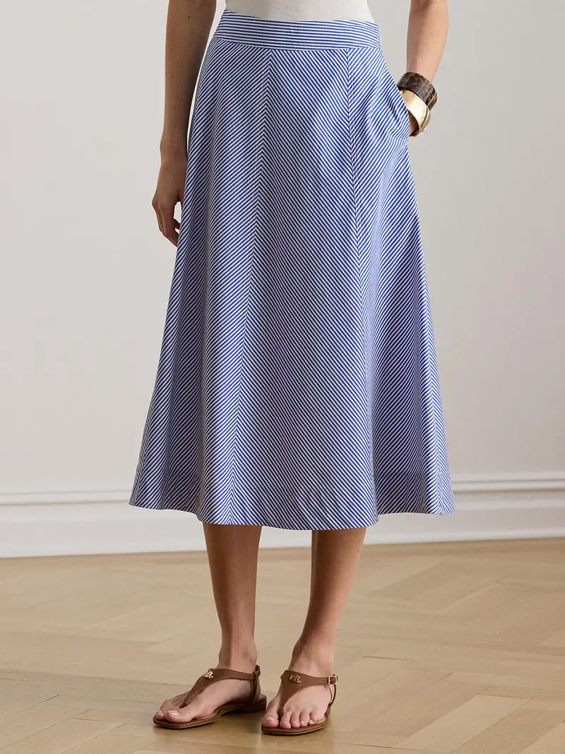 Gonna blu scuro / bianco miniatura 2