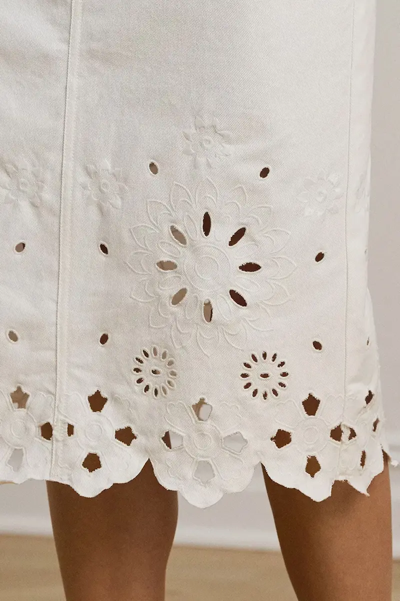 gonna di jeans colore bianco 200978819 miniatura 4