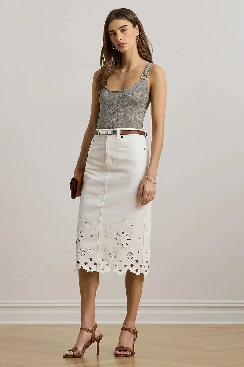 gonna di jeans colore bianco 200978819