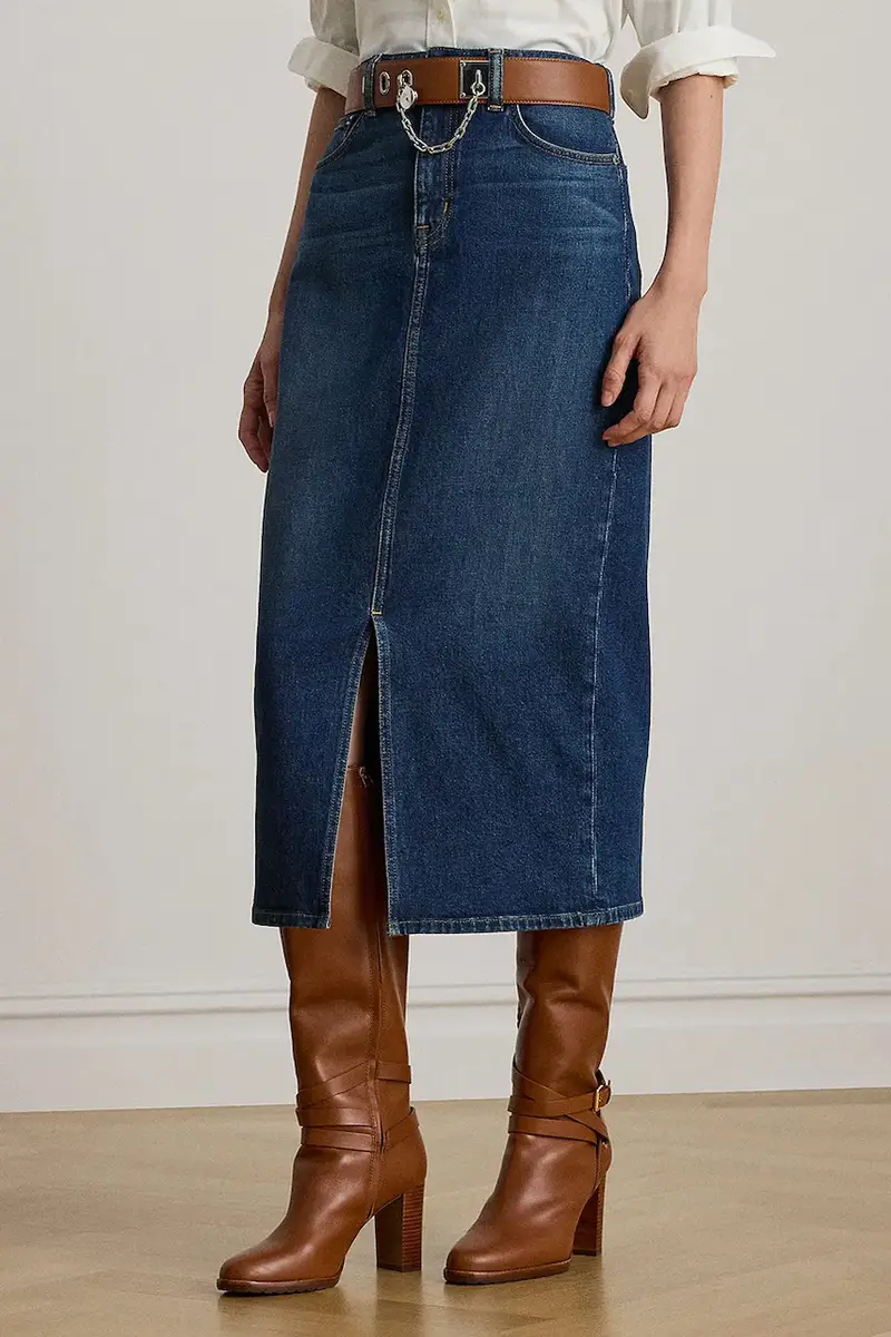 gonna di jeans colore blu navy 200979973 miniatura 2