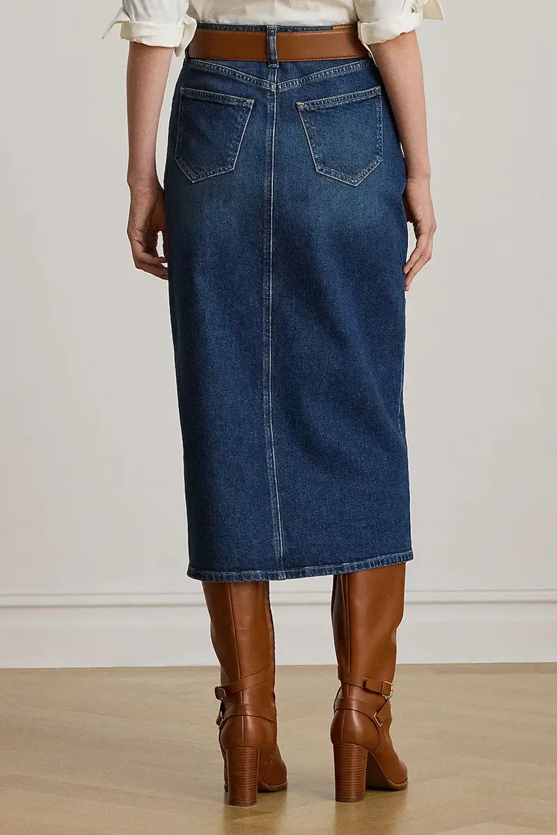 gonna di jeans colore blu navy 200979973 miniatura 3