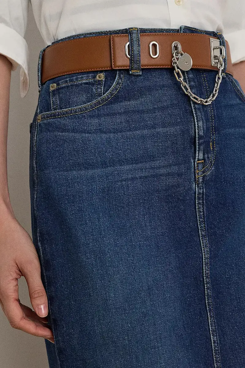 gonna di jeans colore blu navy 200979973 miniatura 4