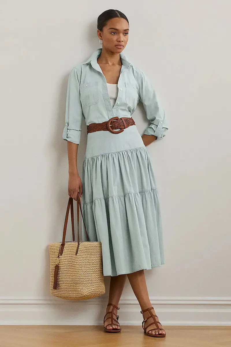 gonna in cotone colore blu 200978816