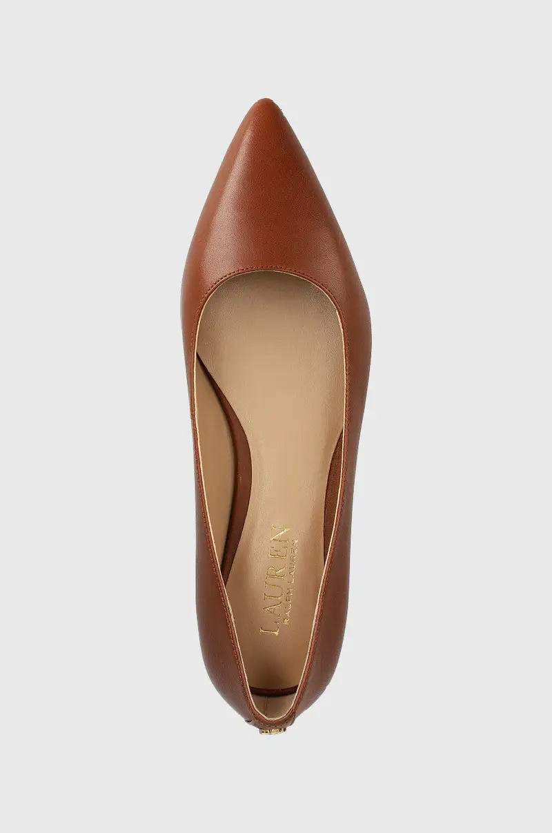 Lauren Ralph balerrine in pelle Londyn 8, 03E+11 Marrone miniatura 4