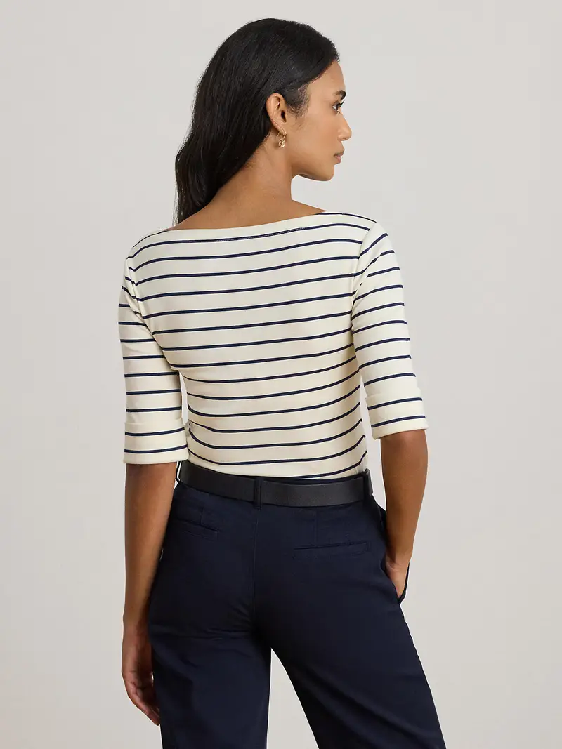 Maglietta avorio / navy miniatura 3