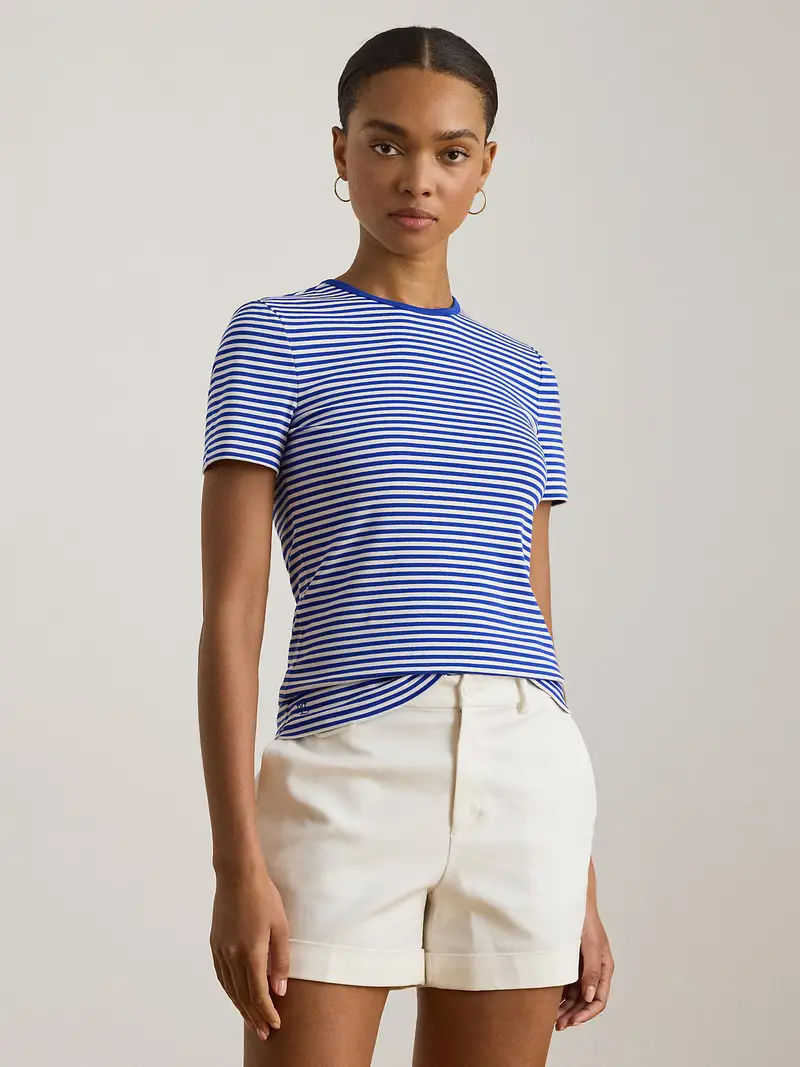 Maglietta blu reale / bianco miniatura 2