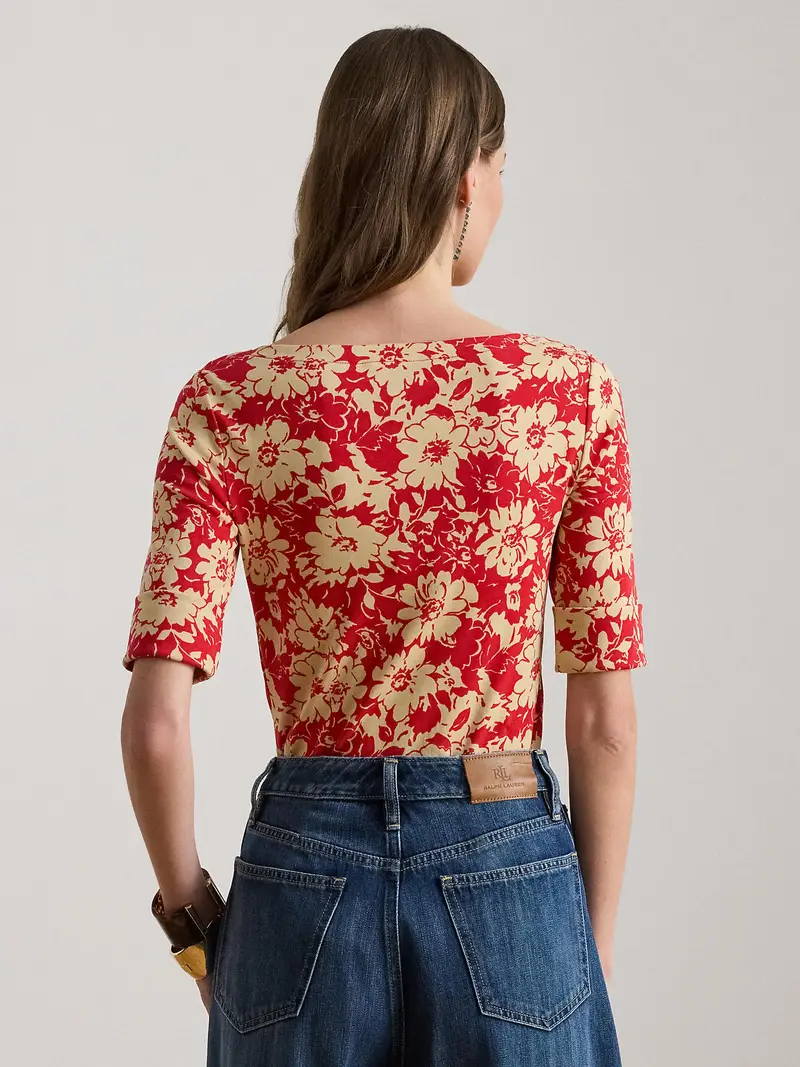 Maglietta crema / rosso fuoco miniatura 3