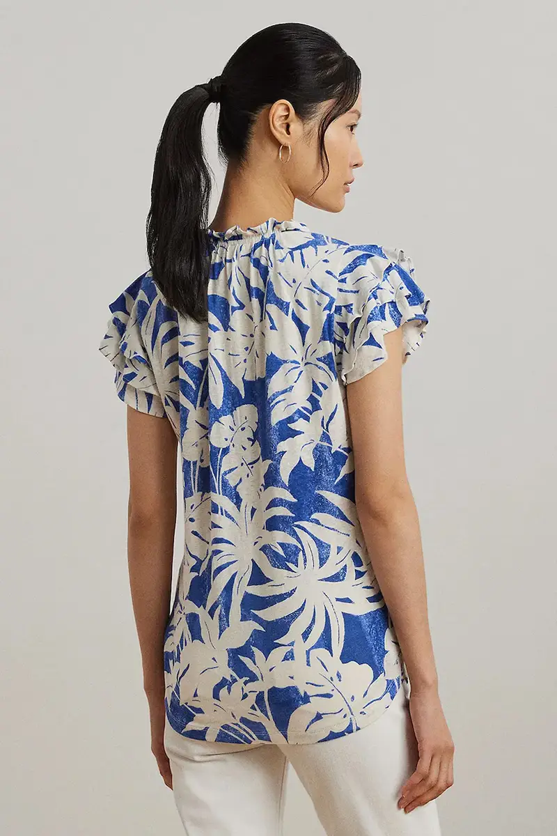 maglietta di lino donna colore blu 200976992 miniatura 2