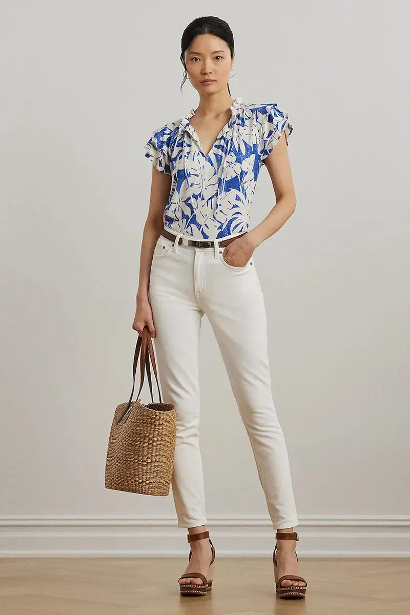 maglietta di lino donna colore blu 200976992 miniatura 3