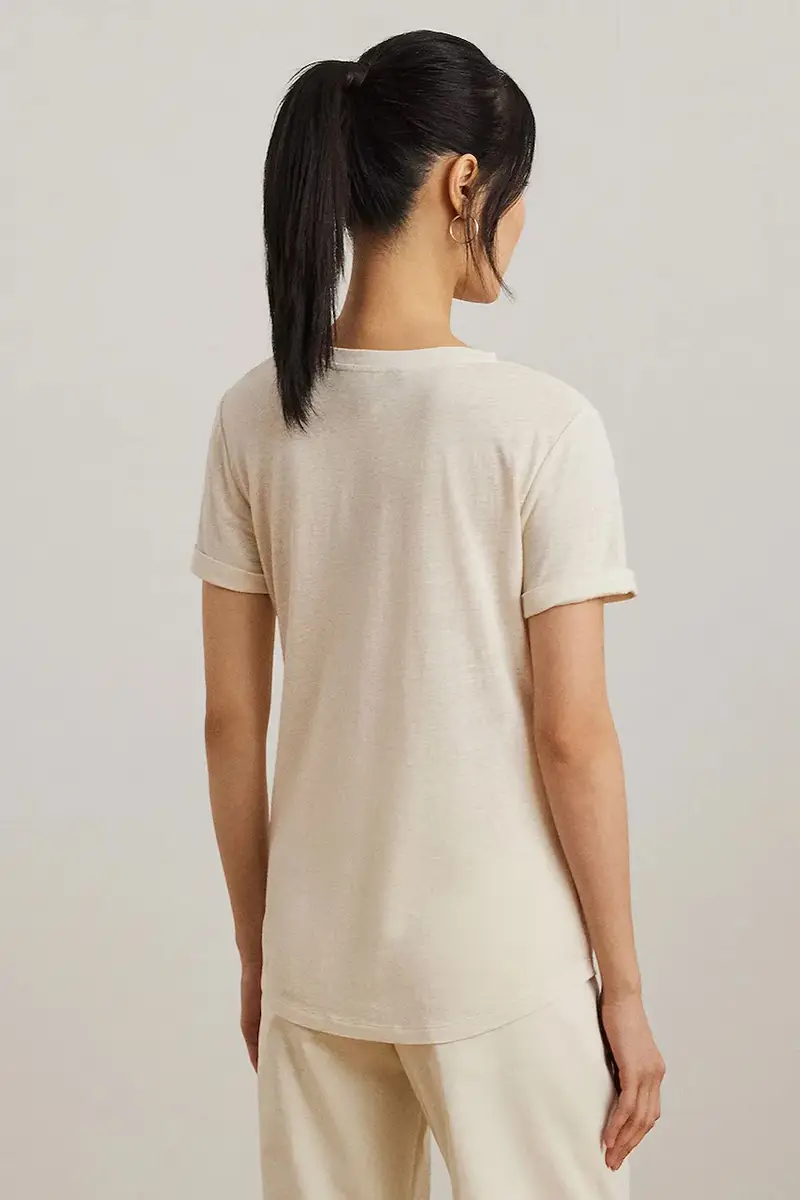 maglietta in lino donna colore beige 200963871 miniatura 2