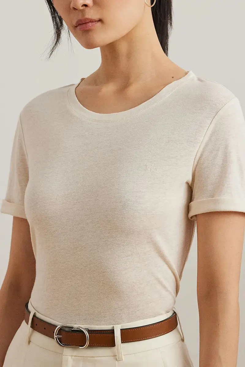 maglietta in lino donna colore beige 200963871 miniatura 4