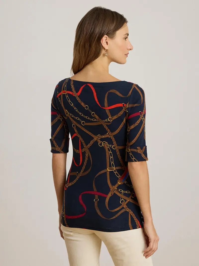 Maglietta navy / marrone / giallo oro / rosso miniatura 3