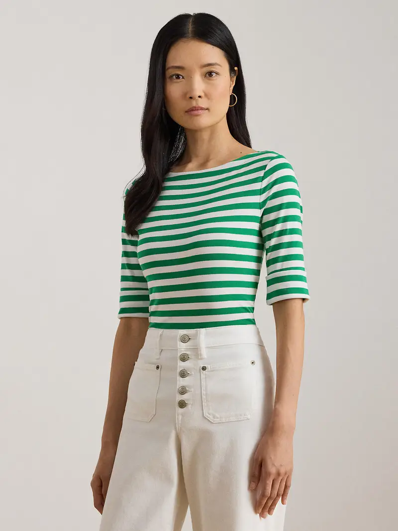 Maglietta verde / bianco miniatura 2