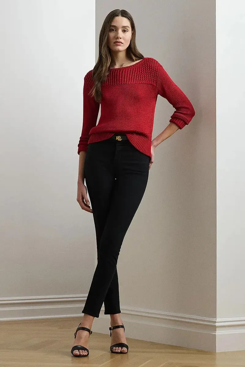 maglione donna colore beige Rosso miniatura 3