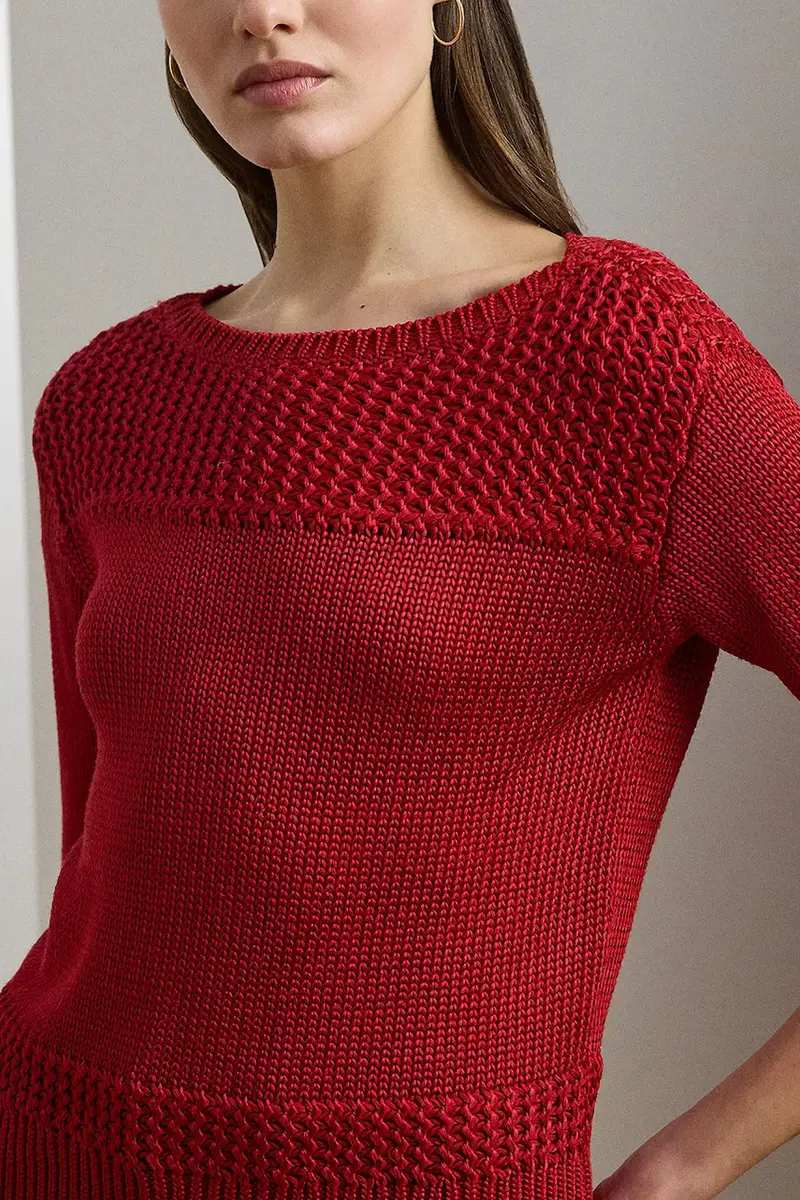 maglione donna colore beige Rosso miniatura 4