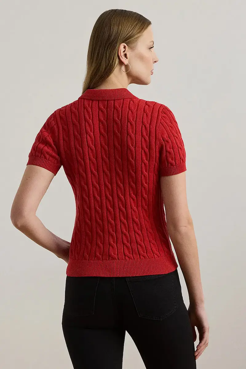 maglione in cotone colore beige 200932224 Rosso miniatura 2