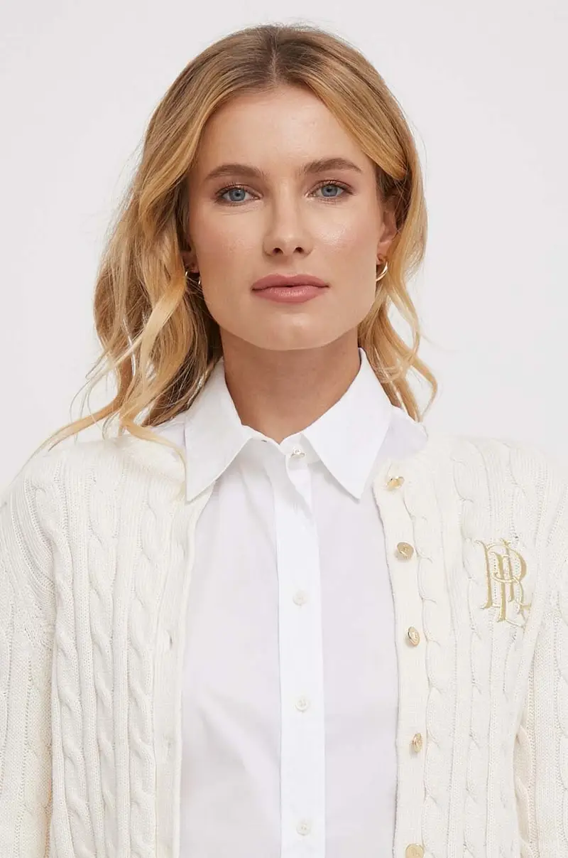 maglione in cotone colore beige miniatura 4