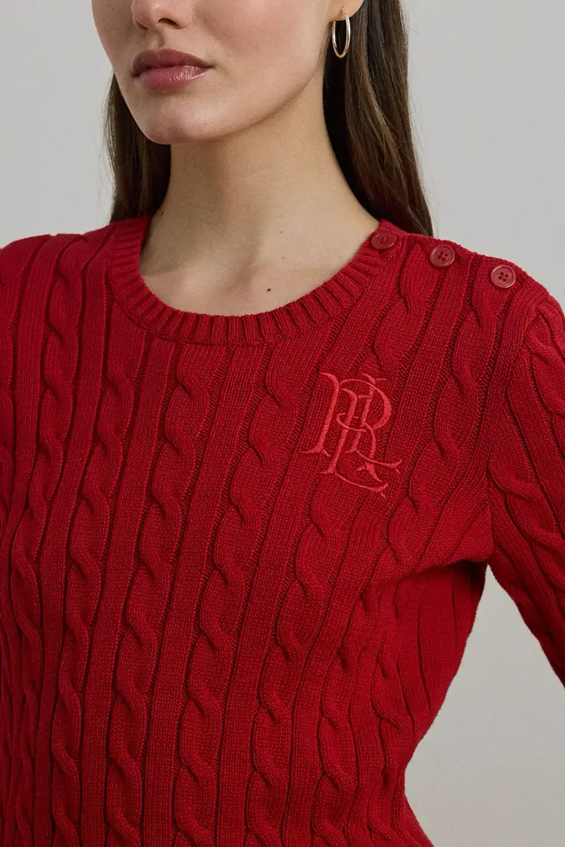 maglione in cotone colore nero 200932223 Rosso miniatura 4