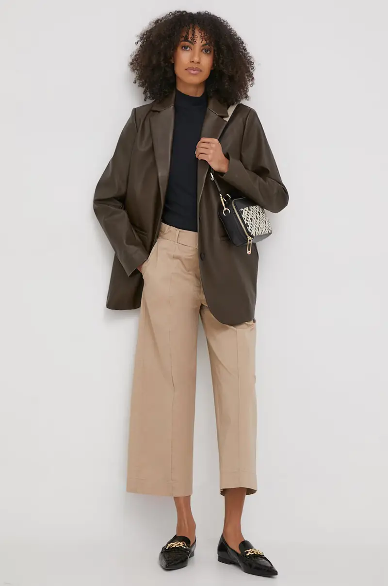 pantaloni donna colore beige miniatura 3