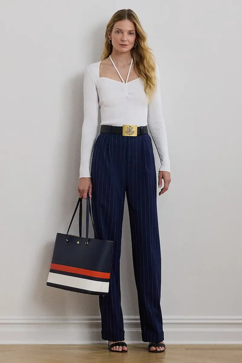 pantaloni in lana colore blu navy 200957330