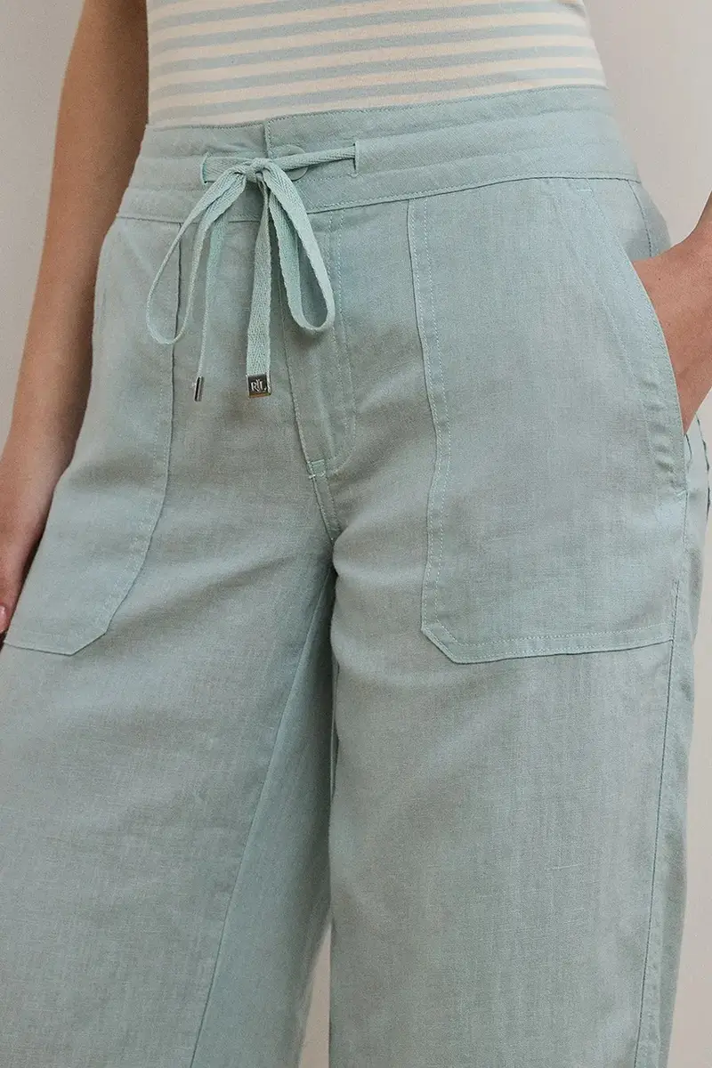 pantaloni in lino colore blu navy 200735136 miniatura 4