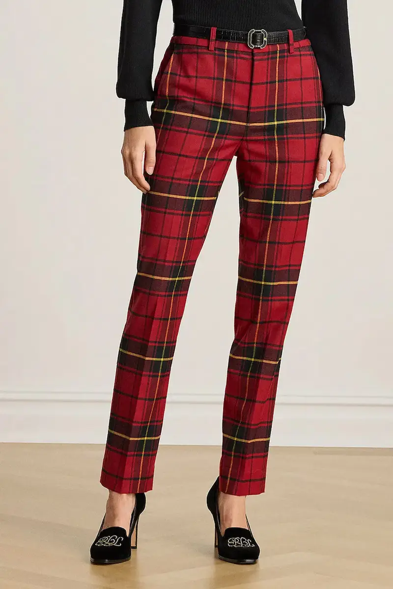 pantaloni in misto lana Rosso