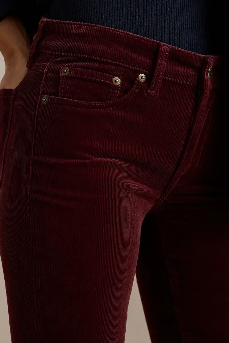 pantaloni in velluto a coste donna colore granata 200881935 miniatura 4