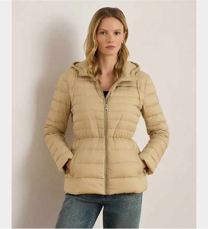 per donna 297P04081001 Cappotto trapuntato con cappuccio beige (XS), Casual, Nylon