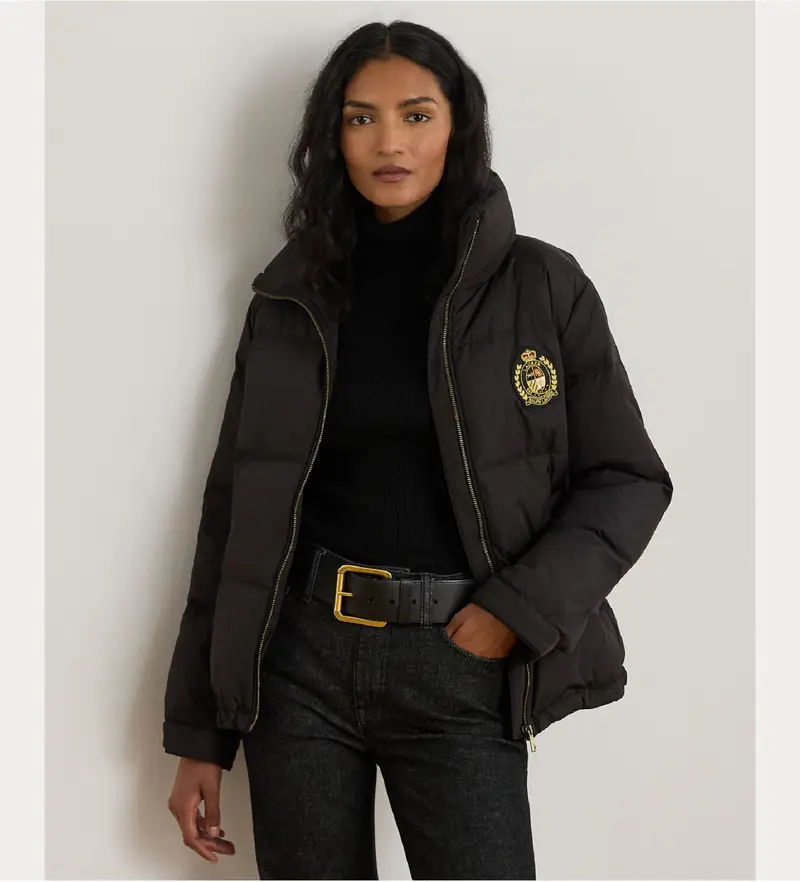 per donna 297P04125001 Cappotto a coste con piumino e toppa nera (M), Nero, Casual, Poliestere