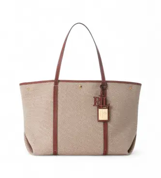 per donna 431920062002 Borsa tote Emerie in tela e pelle color tortora (OSFA), Casual, Cotone, Taupe Naturale