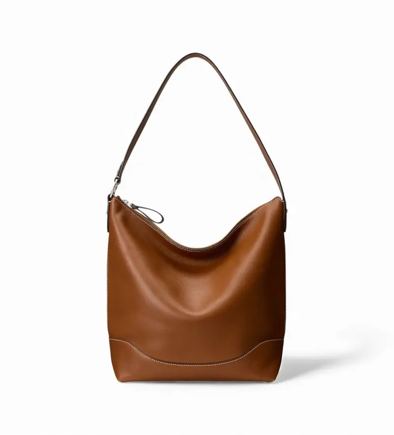 per donna 431P03419001 Borsa grande con coulisse marrone Tasha (OSFA), Casual, Pelle