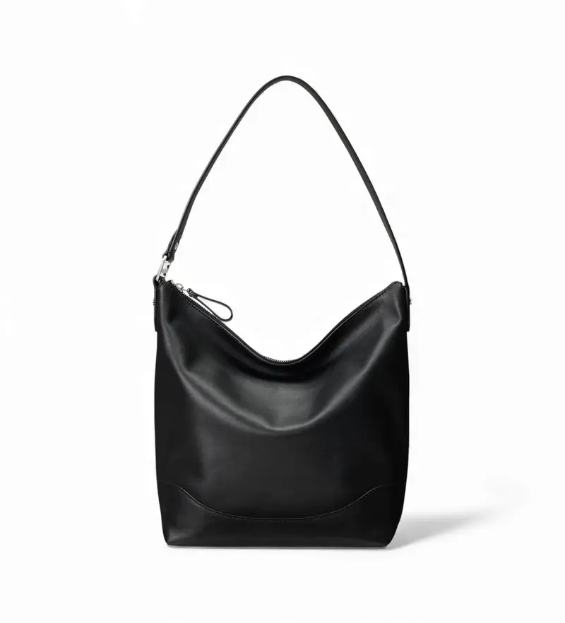 per donna. 431P03419002 Borsa grande con coulisse nera Tasha (OSFA), Nero, Casual, Pelle