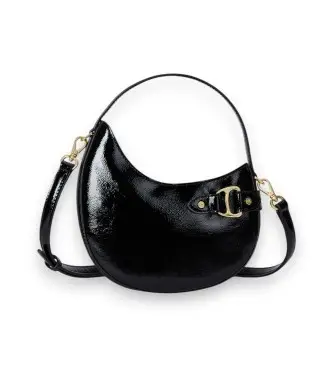 per donna 431P04070001 Borsa a tracolla piccola Tasha in vernice nera (OSFA), Nero, Casual, Classico, Pelle