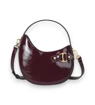 per donna 431P04070002 Borsa a tracolla piccola Tasha in pelle verniciata bordeaux (OSFA), Casual, Classico