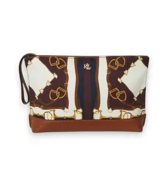 per donna 432P04512001 Portafoglio grande in tela stampata (OSFA), Marrone, Casual, Cotone, Classico Pelle