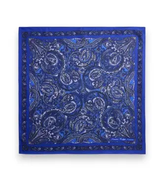 per donna 454P09786001 Bandana in seta con motivo paisley blu navy lavato a sabbia (OSFA), Casual, Classico