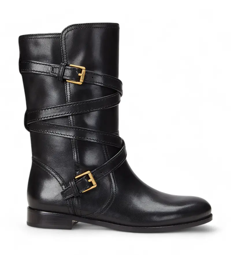 per donna. 802945680001 Stivali in pelle nera Briannah (36), Nero, Basso, 1 a 3 cm, Fibbia, Casual Oro