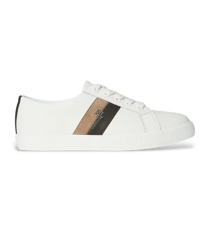 per donna. 802979187002 Sneakers in tela bianca e pelle (35), Bianco, Basso, Stringhe, Casual