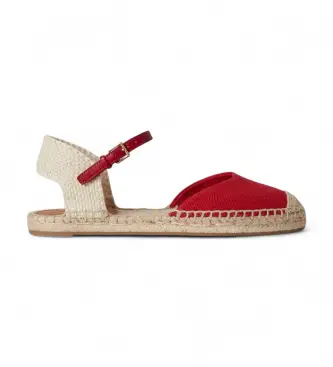 per donna 802982888004 Espadrillas Robby in tela piatta rossa (37), Rosso, Tessuto, Basso, Fibbia, Casual Pelle