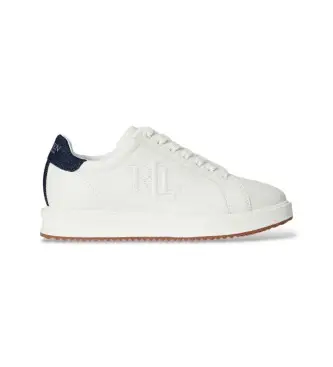 per donna 802P04425001 Sneakers Ainsley in pelle con denim bianco (39), Basso, Stringhe, Casual