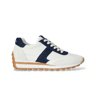 per donna 802P04426001 Sneaker Dani in pelle e camoscio con denim bianco (37), Basso, Stringhe, Casual