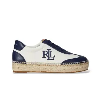 per donna 802P04428001 Sneakers Luize in tela beige e nappa, blu navy (35), Pelle, Basso, 1 a 3 cm, Stringhe, Casual