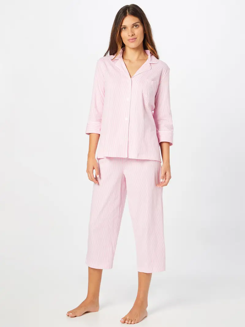 Pigiama rosa chiaro / bianco miniatura 2