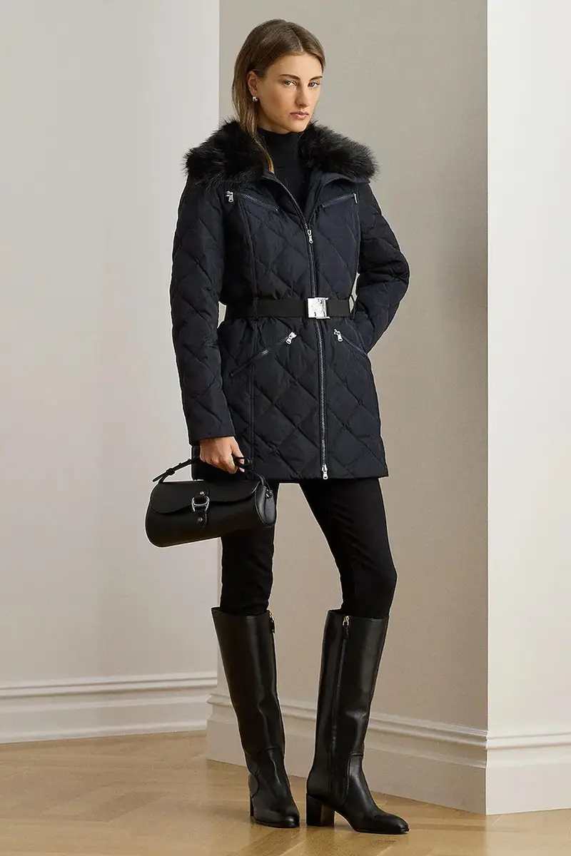 Lauren Ralph Lauren Piumino blu navy con cintura miniatura 3