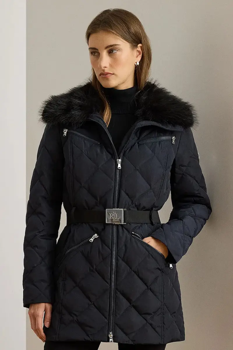 Lauren Ralph Lauren Piumino blu navy con cintura