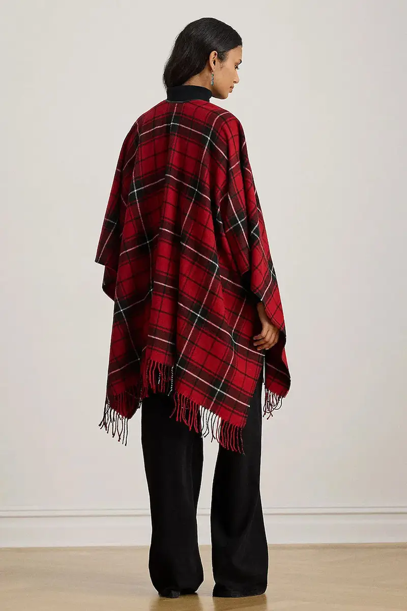 Lauren Ralph Lauren Poncho in Lana Granata miniatura 2