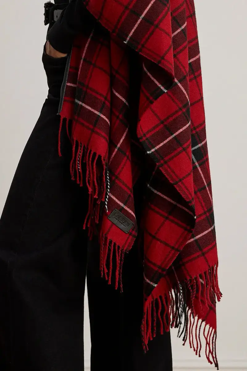 Lauren Ralph Lauren Poncho in Lana Granata miniatura 4