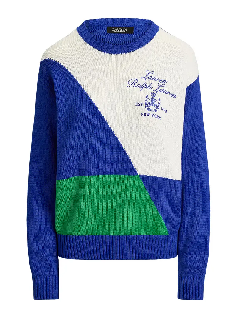 Pullover blu / lime / bianco